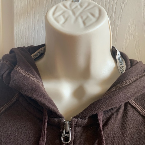 PINK by victoria’s secret brown hoodie peace sign sz small - Picture 4 of 9